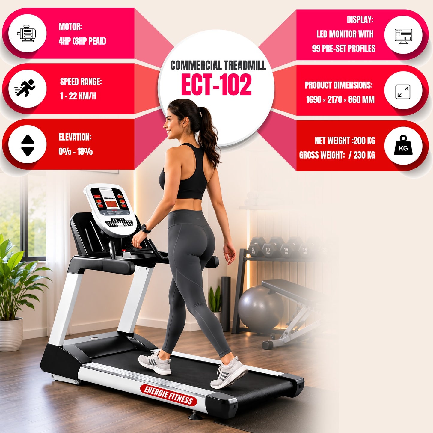 Best Price For Imported Commercial Treadmill ECT-102