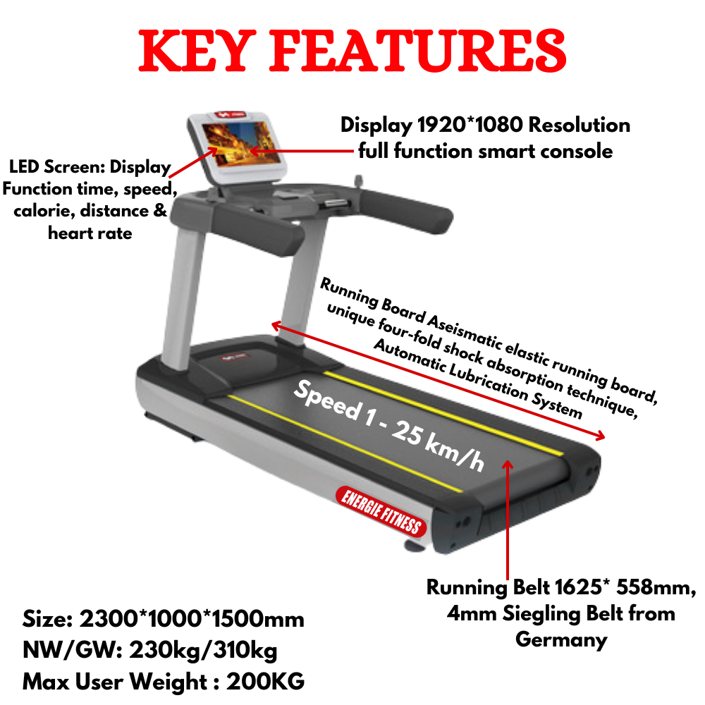 Imported Commercial Treadmill- JB-9600 (LED Screen)