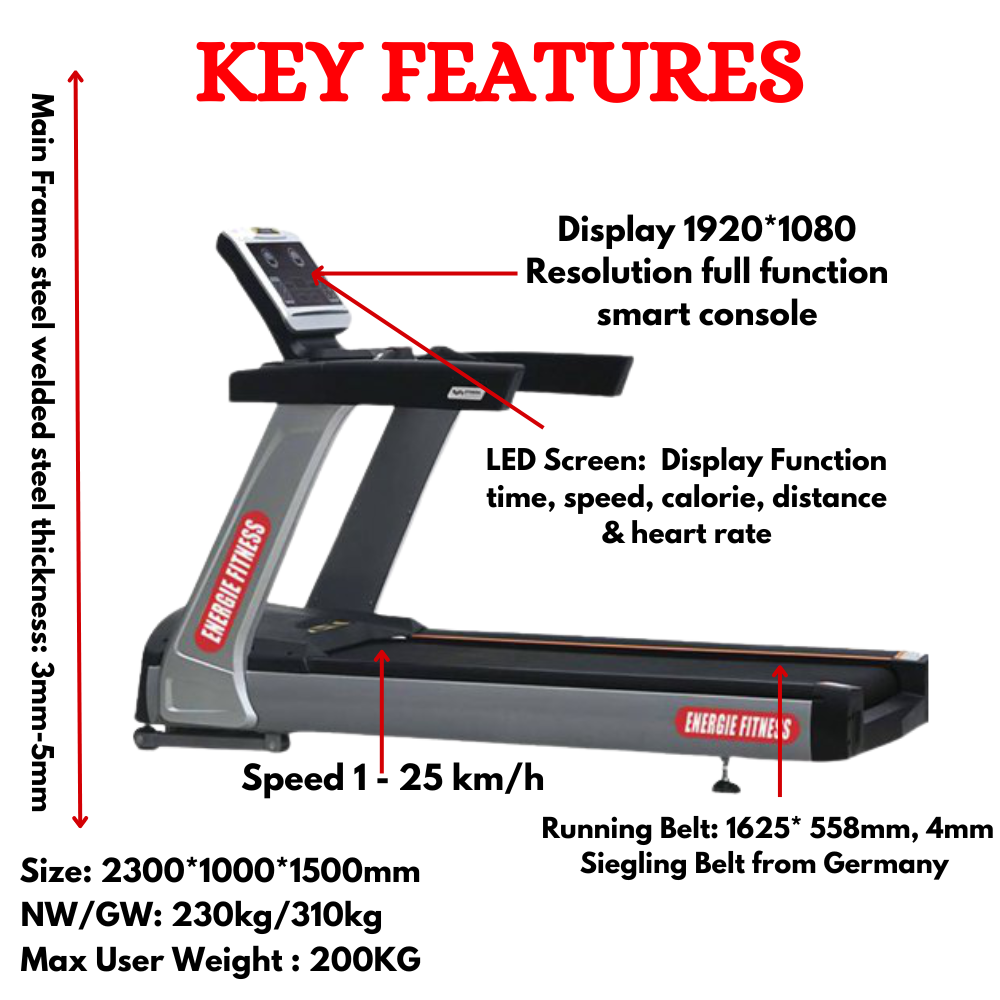 Imported Commercial Treadmill- JB-906 (LED Screen)