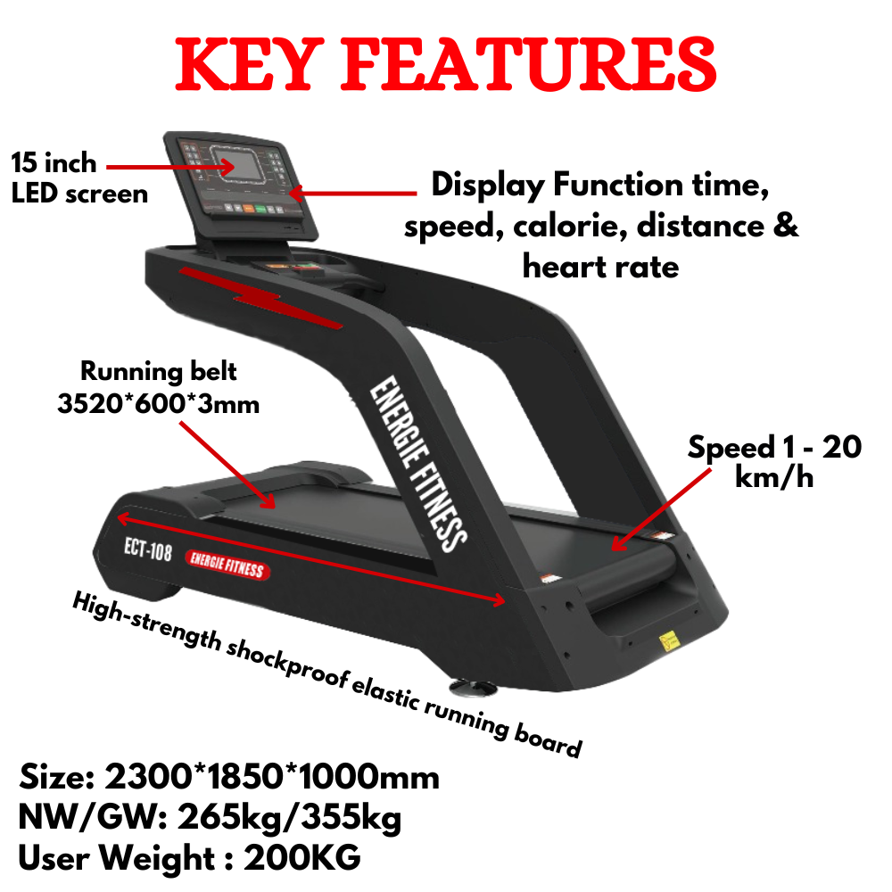 Imported Commercial Monster Treadmill-ECT-108 - Key Features