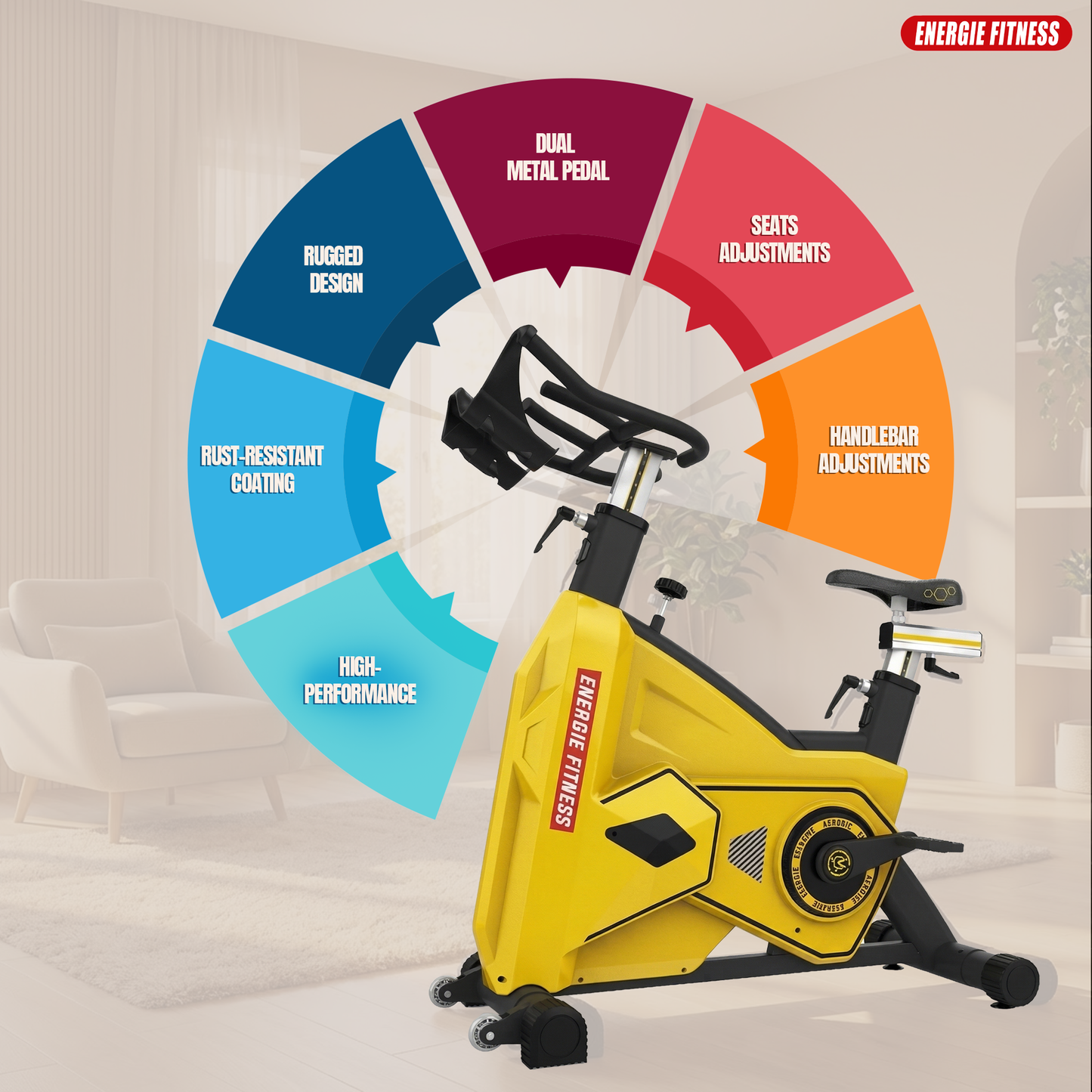 Best Transformer Spinning Bike- FB-5817 Yellow