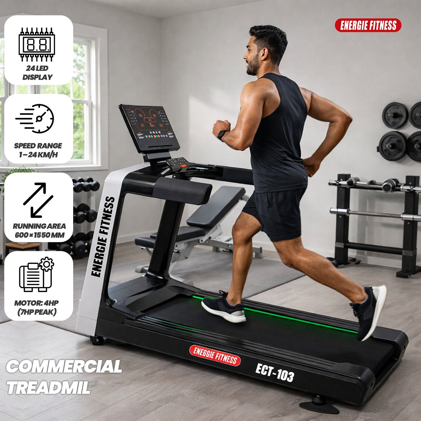 Best Commercial Treadmill Machine (4 HP Motor) - ECT-103