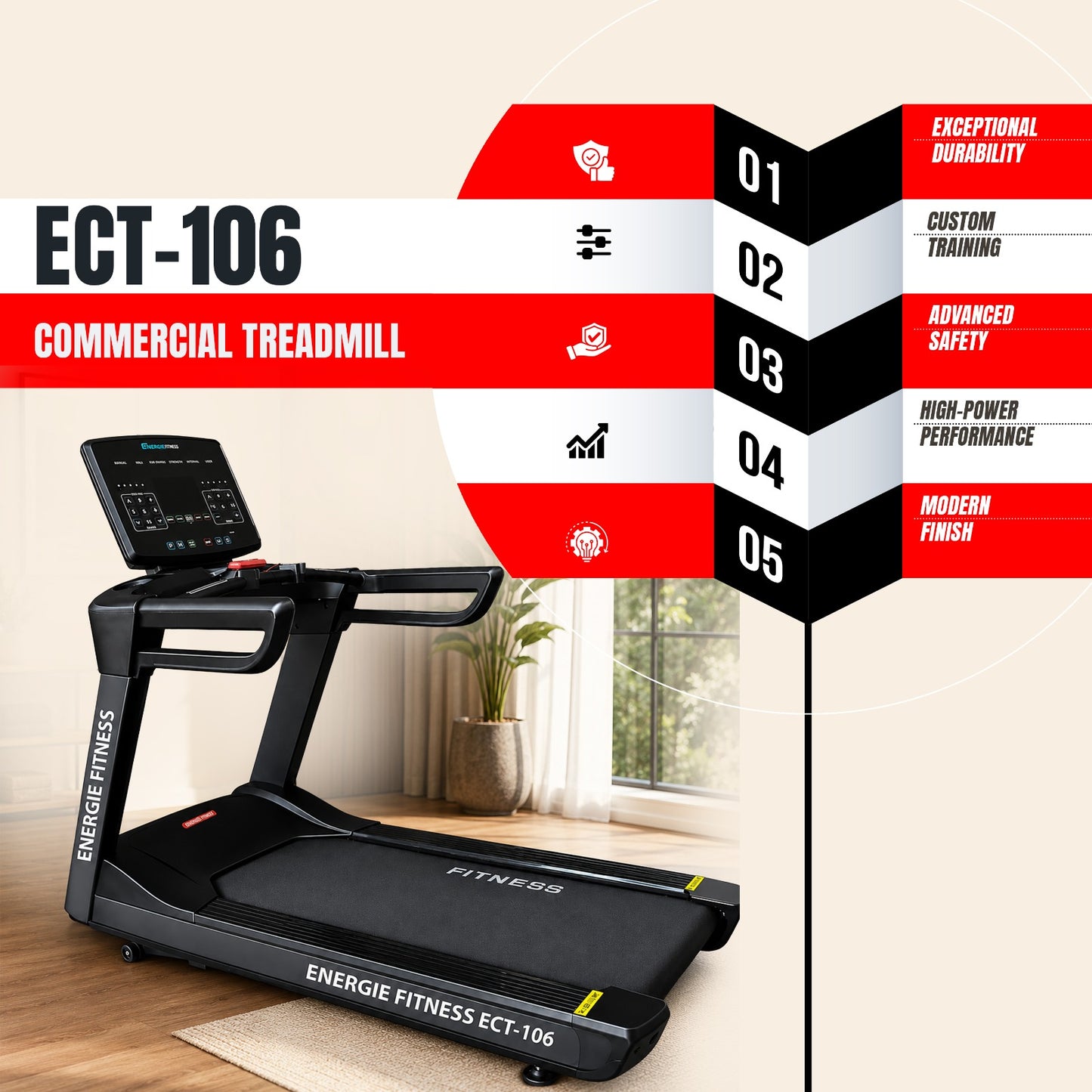 Best Price For Heavy Duty Commercial Treadmill in India ECT-106