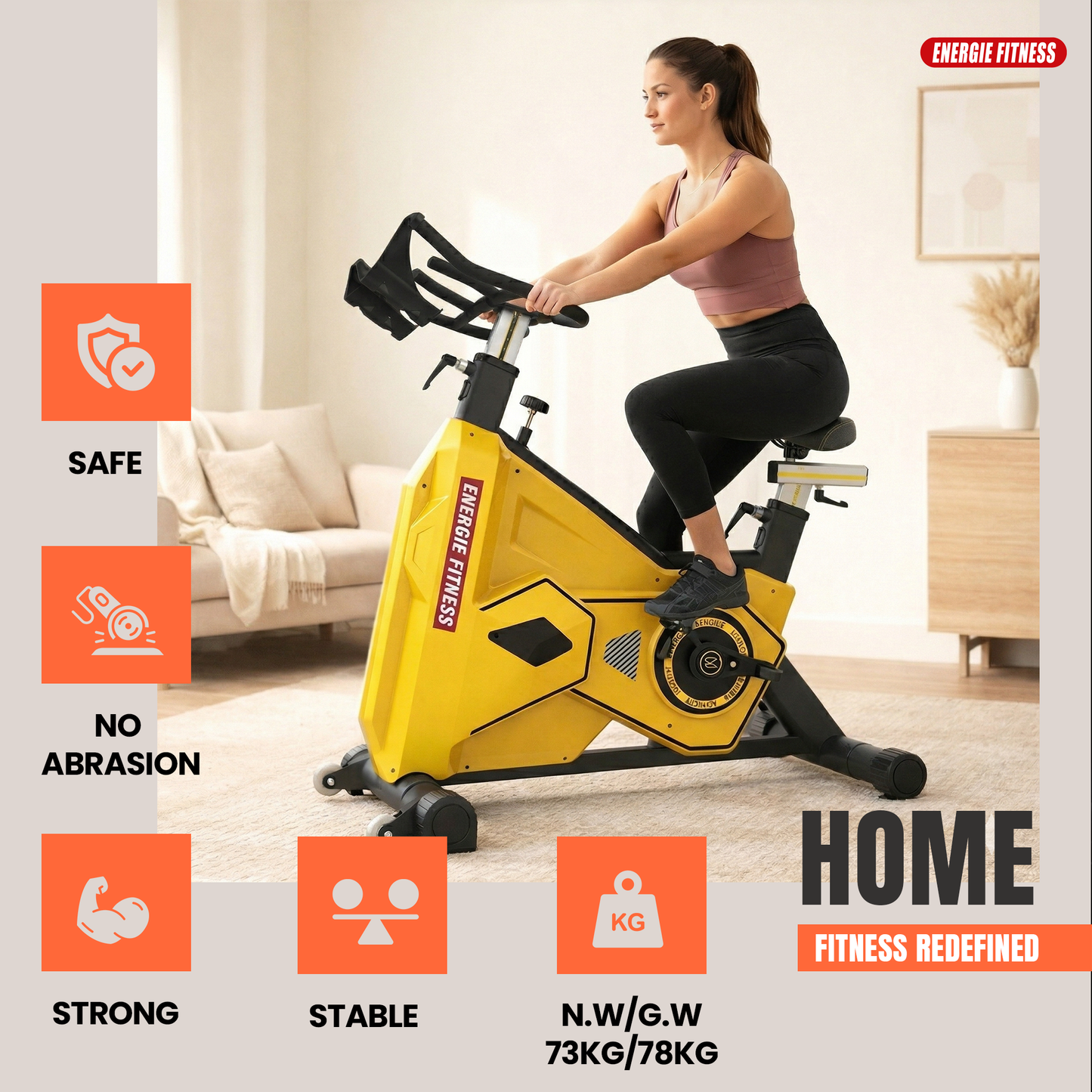 Best Transformer Spinning Bike- FB-5817 Yellow