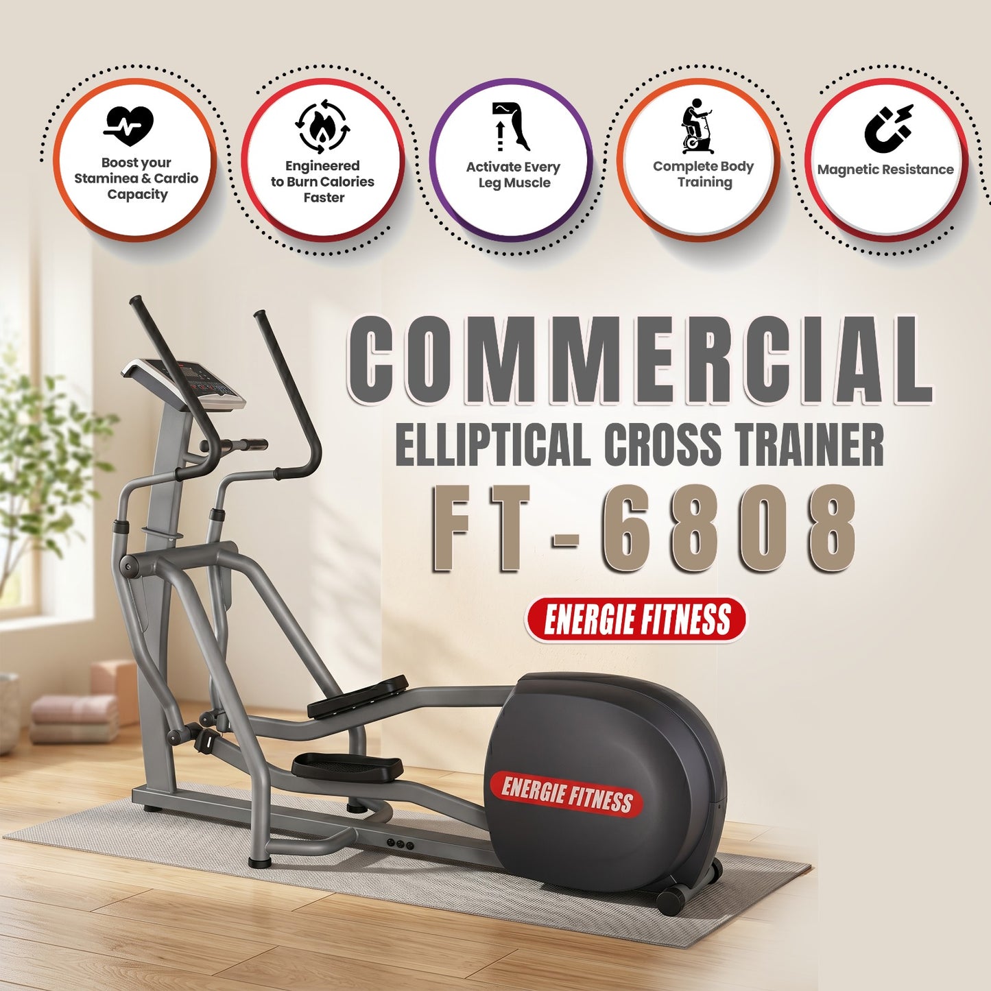 Premium Commercial Elliptical Cross Trainer FT-6804