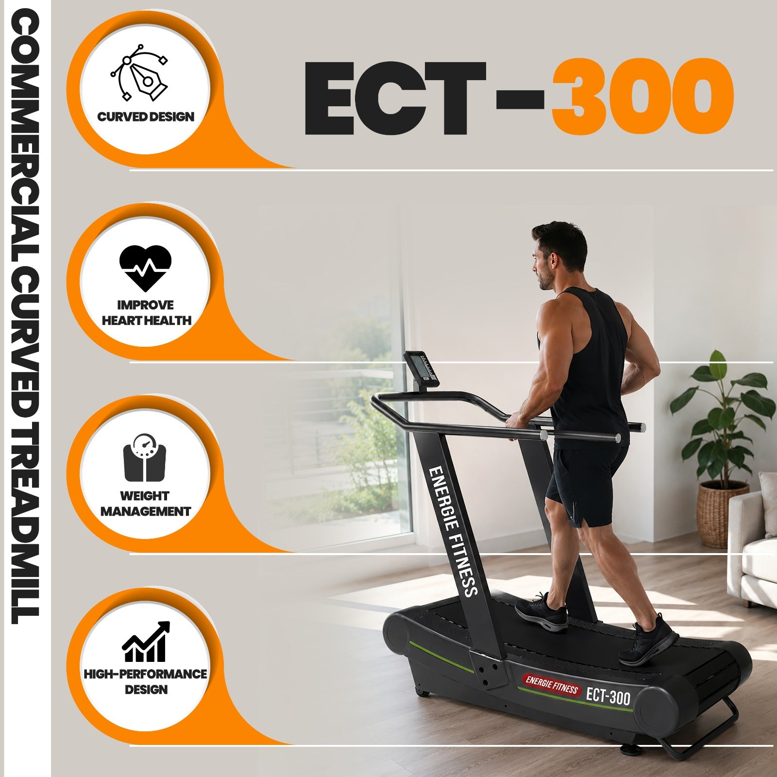 Commercial Gym Curved Treadmill ECT-300