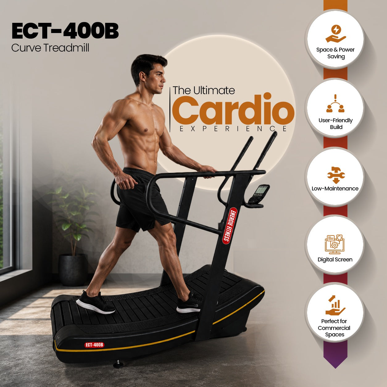 For Gym Luxury Commercial Curve Treadmill ECT-400B