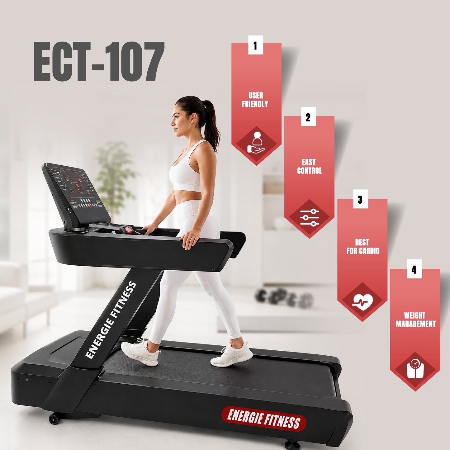 Heavy Duty Best Commercial Treadmill for Gym ECT-107