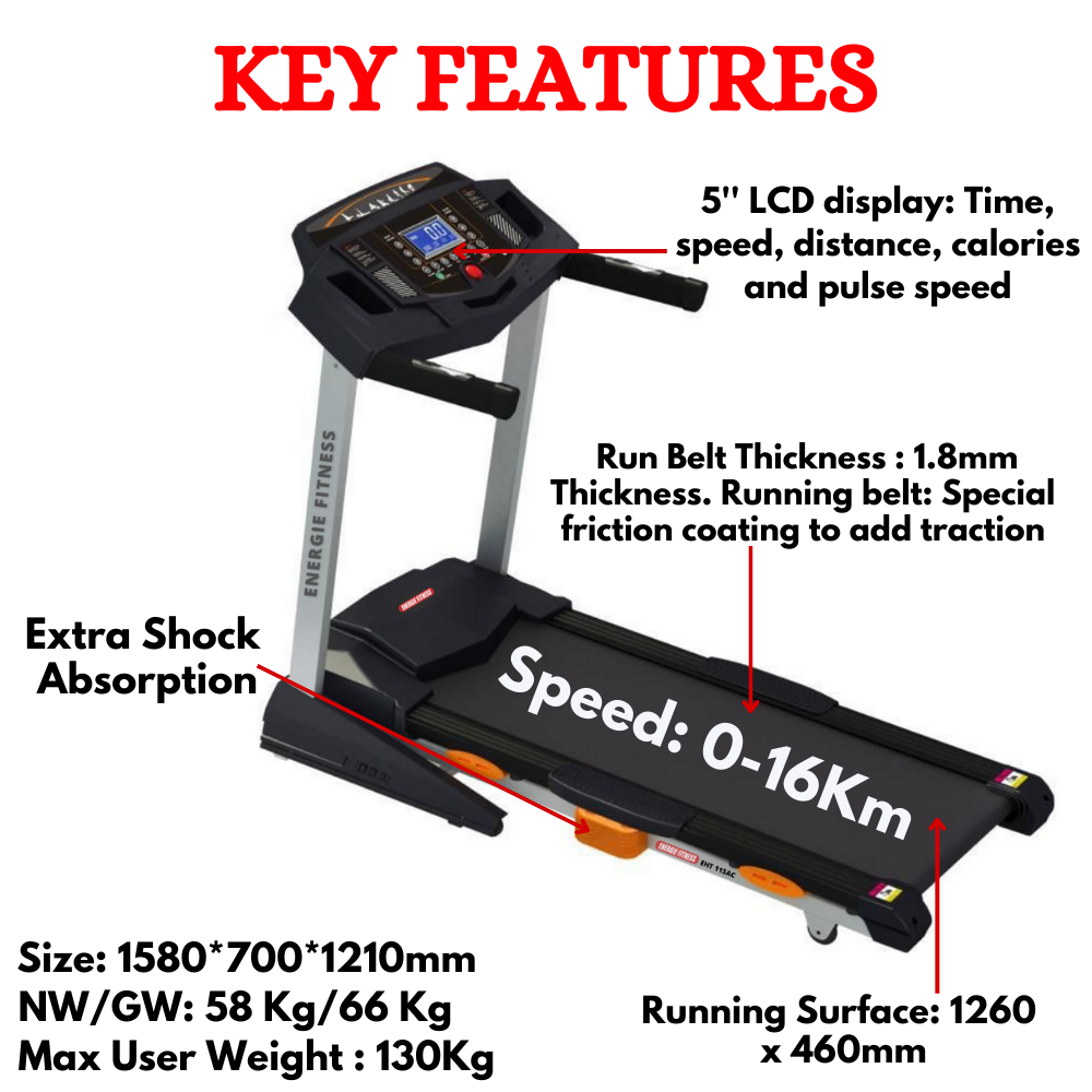 Best Treadmill for Home Gym EHT 115AC EnergieFitness