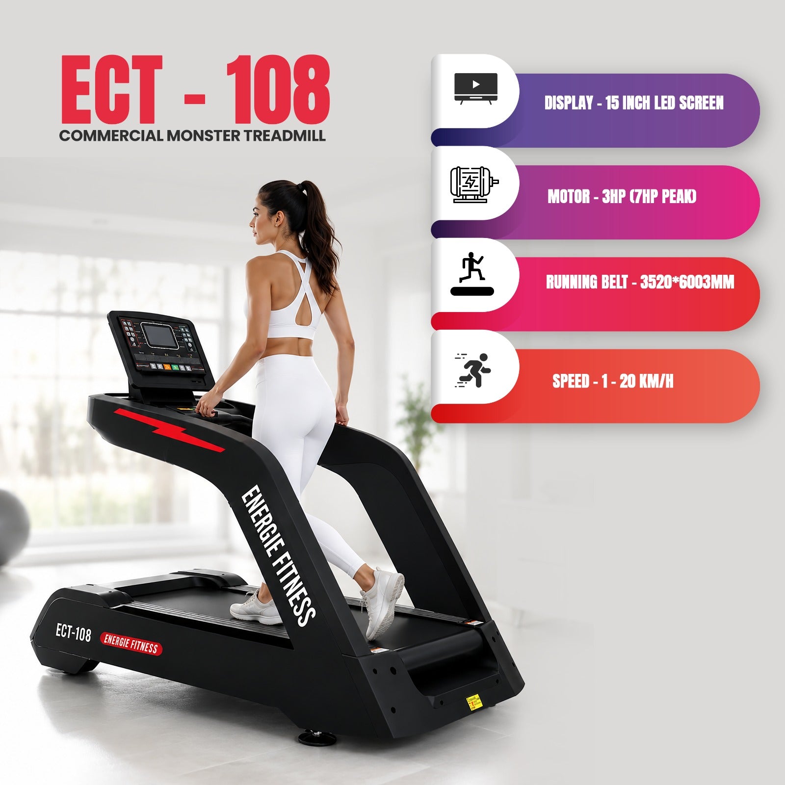 India's Best Imported Commercial Monster Treadmill ECT-108