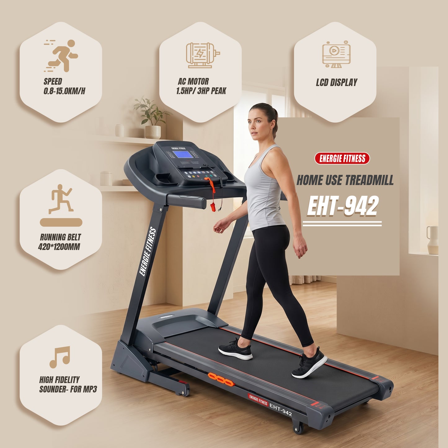 Home Use Treadmill Price in India EHT-942