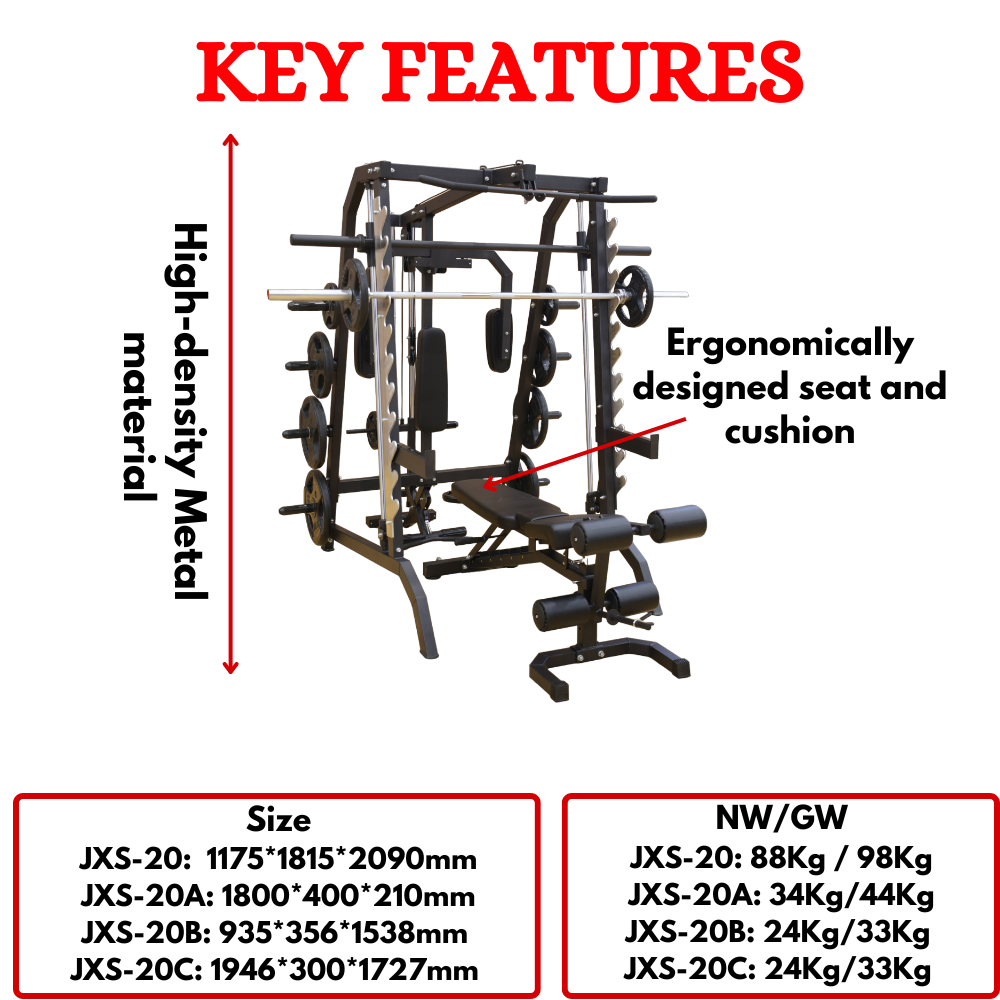 Best Squat Rack / Lat Pull / Pec Dec / Smith-JXS-20/20A/20B/20C in (Black Color) - Key Features