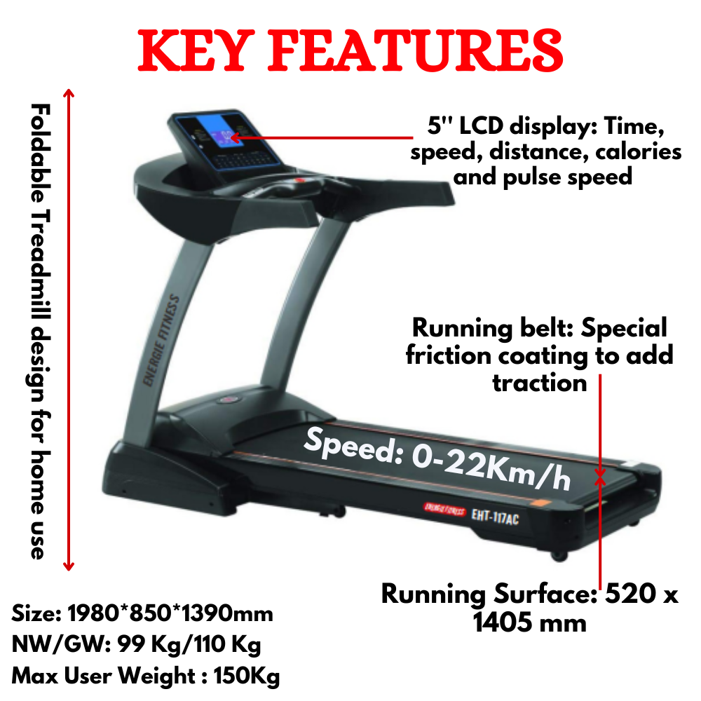 Imported Semi Commercial Treadmill in india - EHT-117AC